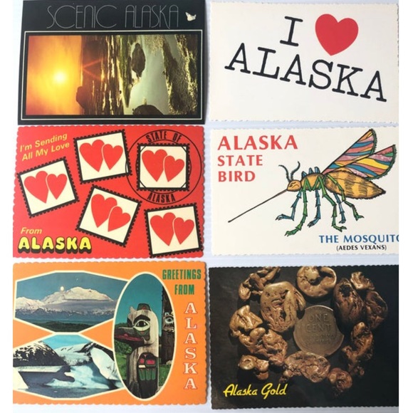 ALASKA Postcards 6PC Vintage Alaska, I Love Alaska